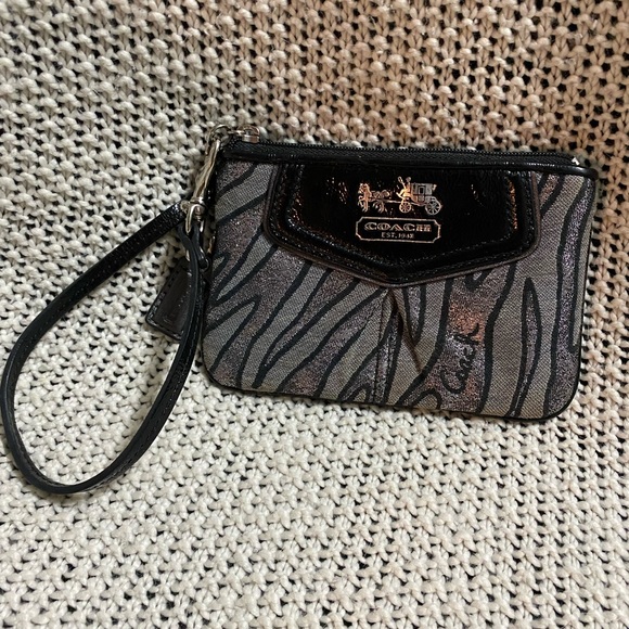 Coach Zebra Print Wristlet - Picture 1 of 6